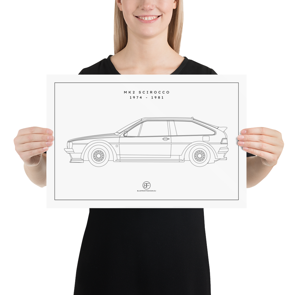 Scirocco MK2 Sideview Poster Blueprint Fashion EU