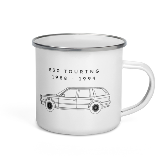 E30 Touring Enamel Camping Mug Blueprint Fashion EU