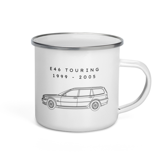 E46 Touring Enamel Camping Mug Blueprint Fashion EU