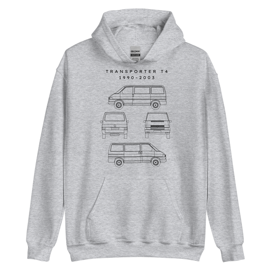 T4 Transporter Blueprint Unisex Hoodie Blueprint Fashion EU